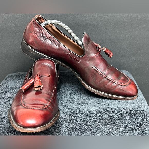 Allen Edmonds Saratoga Tassel Loafers Slip On Shoes Men SZ 11 C Burgundy Leather - Picture 3 of 10